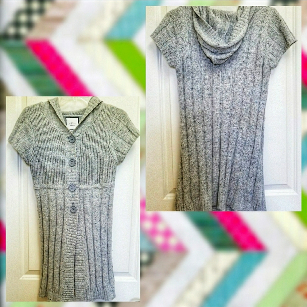 Hooded Short Sleeve Button up Cardigan